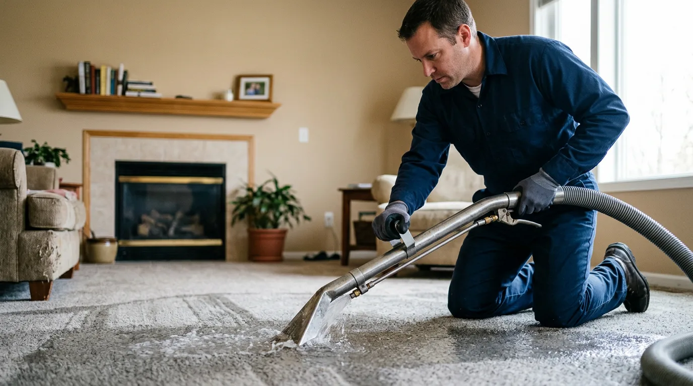 Water damage restoration technician working near Dodge Center, MN